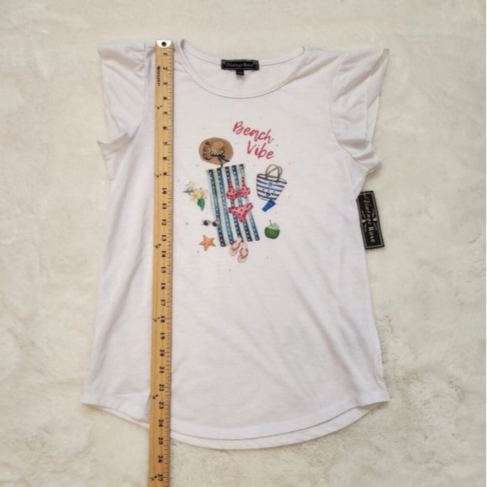 Vintage Rose Ruffle sleeve crew neck tshirt - Picture 10 of 12